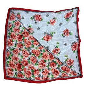 Oscar de la Renta Floral Rose silk Scarf headscarf neck scarf  twilly